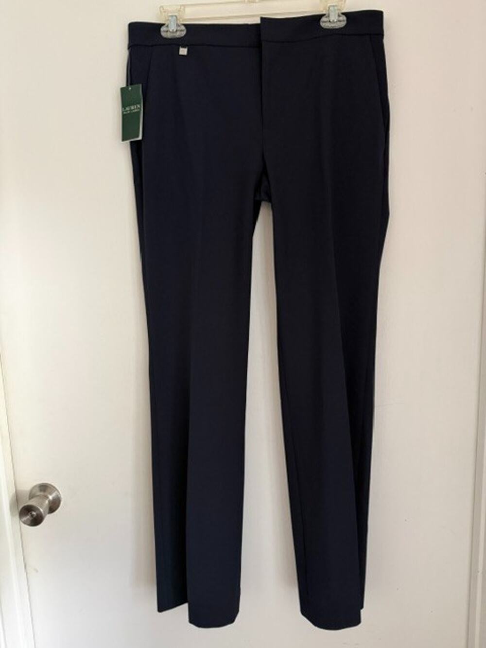 NWT Lauren Ralph Lauren Women's Flat Front Trouser Dress Pants Dark Navy-Size 8
